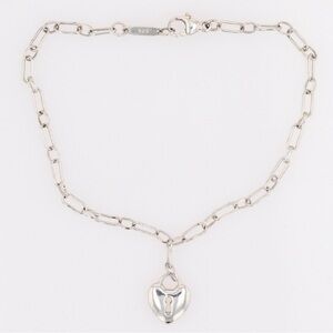 Elegant Silver Heart Charm Bracelet